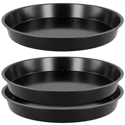 Obrázok produktu pre Dosky na pečenie pizzy - 3 kusy - S nepriľnavým povrchom - Z uhlíkovej ocele - 10 palcov - Odolné - Rozmery 26,2 x 26,2 x 3,2 cm - Plech na pizzu