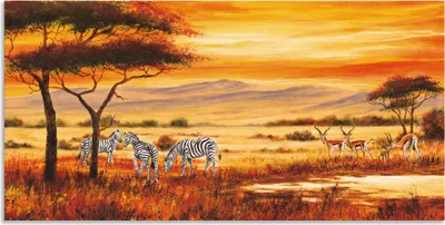 Produktbild von ARTland Wandbild Alu für Innen & Outdoor Afrikanische Landschaft I Größe: 40x20 cm
