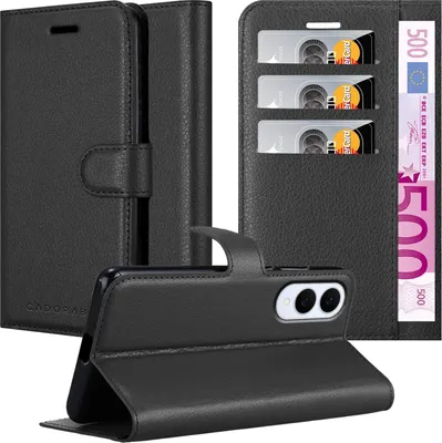 Immagine prodotto di Custodia Cadorabo per Samsung Galaxy S25 Edge in PHANTOM BLACK Custodia protettiva con chiusura magnetica, funzione stand e slot per carte di credito