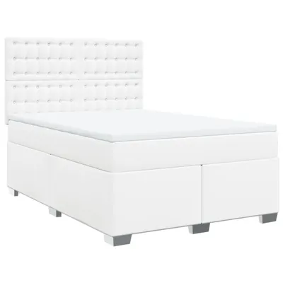 Obrázek produktu pro vidaXL Postel Boxspring s matrací bílá 140x190 cm Imitace kůže