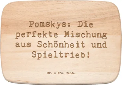 Produktbild von Mr. & Mrs. Panda Holzbrettchen Spruch Pomsky Perfektion - Transparent - Geschenk, Hunderasse, schneidbrett, Hunderassen Beschreibung, Hommage, Hundeliebhaber, Holzbrett