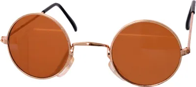 Produktbild von 70er Hippie Karneval Brille Kostüm Zubehör gold braun Partybrille Flower Power
