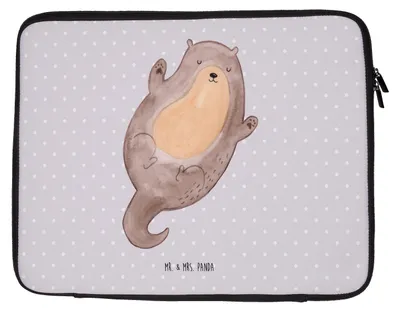 Produktbild von Mr. & Mrs. Panda Laptop Tasche Otter Umarmen 20 x 28 cm - Grau Pastell - Geschenk, Optimistisch, Notebookhülle, Seeotter See, Hallo, Hülle, Laptoptasche, gut Gelaunt
