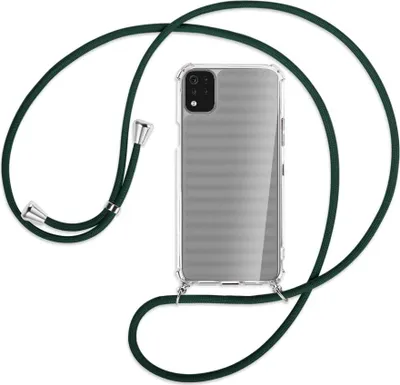 Produktbild von Handykette Backcover-Schutzhülle mit Band (Metall silberfarben) für LG K42 LM-K420 - dunkelgrün