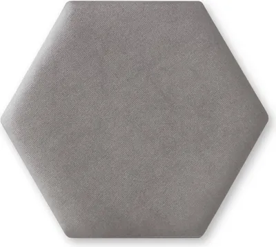 Produktbild von TAPHICEROS Hex Wandpaneel Polsterpaneel, 30x26 cm, VELUTTO 15, Silber, Wandkissen Hexagon Wandpolster Kopfteil für Bett Gepolstert Polsterplatte