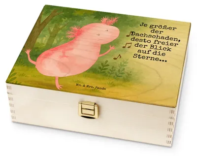 Produktbild von Mr. & Mrs. Panda Tee Box Axolotl Tanzen Design - Weiß - Geschenk, gut Gelaunt, Aufbewahrung, Teebox, Teeaufbewahrung, für Paare, Verrückt, Kiste, Axolot, Sterne