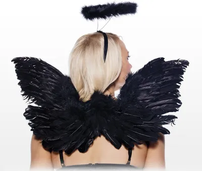 Produktbild von Leg Avenue 2065 - 2pc. Engel-Set, schwarz, Damen Karneval Kostüm Fasching