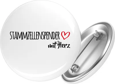 Produktbild von Huuraa Button Stammzellenspender mit Herz 59mm rund mit Sicherheitsnadel Ansteckbutton Geschenkidee