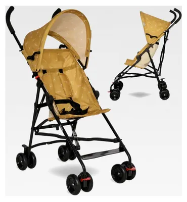 Produktbild von Leichter Buggy Kinderwagen Vaya - 4,7 kg - Kompakter Sportsitz bis 15 kg, Sitzbuggy mit 5-Punkt-Gurt, faltbarem Verdeck und ergonomischen Griffen, klappbarer Reisekinderwagen, gelb