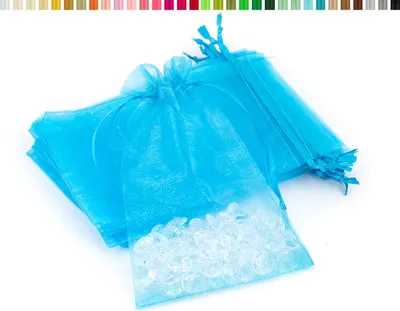 Organzasäckchen 7x9cm dunkeltürkis dunkel türkis türkisblau grell dunkles blau cyanblau aquamarin