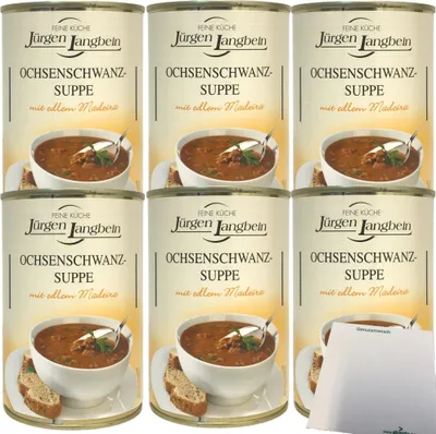 Produktbild von Jürgen Langbein Ochsenschwanz-Suppe mit edlem Madeira 6er Pack (6x0,4 L) + usy Block