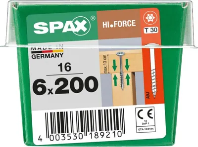 Produktbild von Spax Holzbauschrauben 6.0 x 200 mm TX 30 Tellerkopf - 16 Stk.
