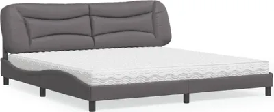 Produktbild von vidaXL Bett mit Matratze "Hvar" Grau 200x200 cm Kunstleder