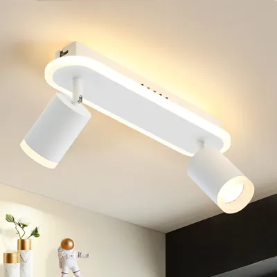 Immagine prodotto di ZMH plafoniera Faretto a soffitto LED 2 fiamme plafoniera GU10 metallo bianco orientabile 330° bianco caldo per camera da letto corridoio sala da pranzo cucina soggiorno