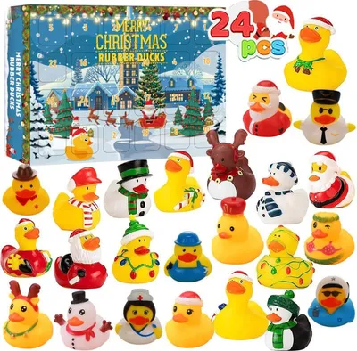 Produktbild von Enten-Adventskalender, Countdown-Blindboxen mit Badeenten-Spielzeug, Weihnachts-Rubberenten