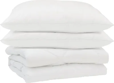 Productafbeelding van vidaXL Zomerdeken met kussens, 3 stuks, wit, microvezel