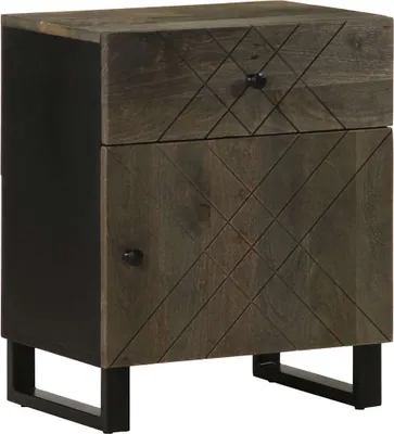 Produktbild von Nachttisch Schwarz 50x33x60 cm Massivholz Mango
