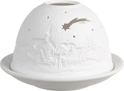 Zdjęcie produktu dla Clayre & Eef Pojemnik na tealight Ø 12x8 cm biała porcelana zimowa