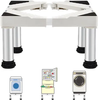 Image de Support pour lave-linge et sèche-linge, capacité de 350 kg, hauteur de 24 à 27 cm, pieds en acier inoxydable, conçu pour lave-linge