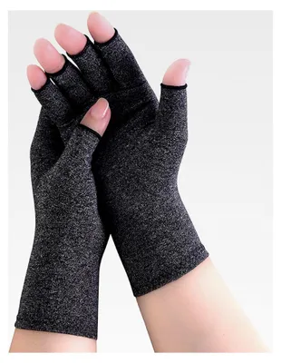 Produktbild von Fingerlose Arthritis-Handschuhe zur Kompression und Schmerzlinderung (Grau, 1 Paar, M)