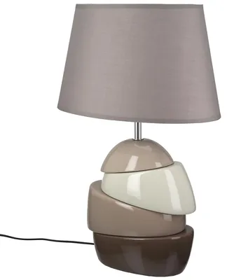 Produktbild von Gilde Tischleuchte, rund, "Semiasse", Keramik, braun, VE 1, L. 20 cm, B. 32 cm, H. 48 cm