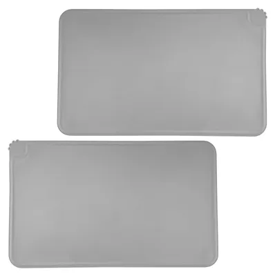 Image de Tapis de gamelle silicone - Antidérapant - 30 x 48 cm - Gris, lot de 2