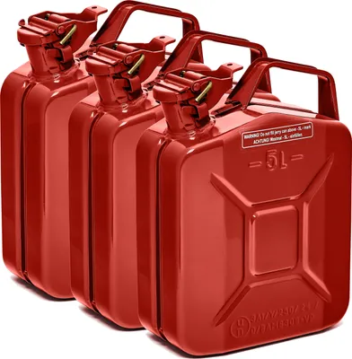 Produktbild von Oxid7® by BW Kraftstoffkanister Metall Benzinkanister 3x 5 Liter - Rot RAL 3000 - UN-Zulassung - Hergestellt in Europa