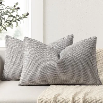 Obrázek produktu pro Dva povlaky na polštáře, rozměr 30x50 cm, materiál: plyš, barva: světle šedá