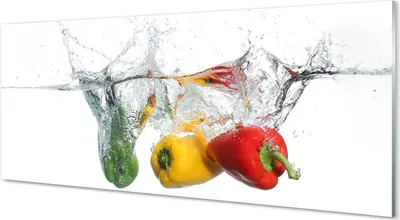 Produktbild von Glasbilder 125x50 Wandkunst Farbige Paprika in Wasser