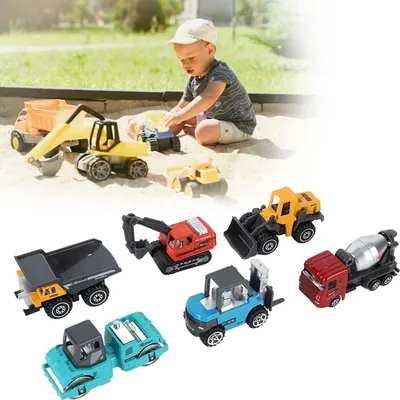 Obrázok produktu pre 6-balenie 1: 64-dielna sada hračiek pre stavebné stroje z mini zliatiny, vysokozdvižný vozík, bagre