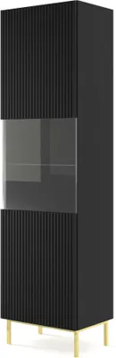 Image de FURNLUX Vitrine Ravenna B Noir Et Or 60cm / Couleur principale : Noir / Dimensions : 60 x 217 x 42 cm