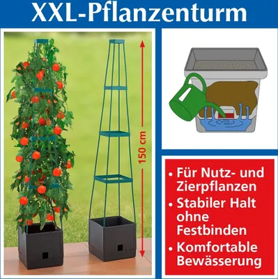 Imagen del producto de Torre para plantas XXL, ideal para plantas trepadoras y colgantes, con una altura aproximada de 150 cm