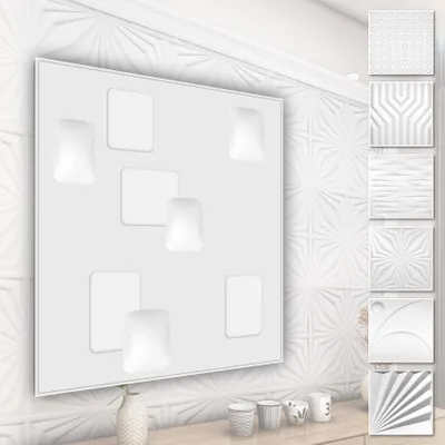 Produktbild von 3D Wandpaneele aus PVC Kunststoff - weiße Wandverkleidung mit 3D Optik - Abstrakte Motive
