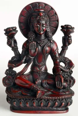 Lakshmi Statue 14 cm, Kunstharz, mehrfarbig, Hindu-Göttin