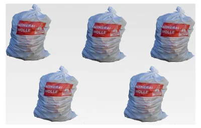 Produktbild von 5 Mineralwollsäcke 140x220 cm - KMF Sack - Big Bag MiWo für Mineralfaserabfälle - Transportsack mit Aufdruck - Glaswolle - Isolierwolle