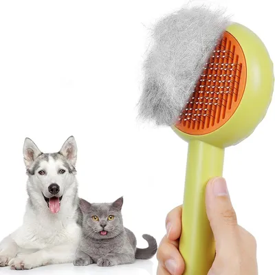 Produktbild von Hundebürste für kurzes Haar und Entfernung von Unterwolle, losem Fell und Schmutz - Tierbürste Reinigungsbürste für Tierhaare Katzenkamm Katzenhaarbürste