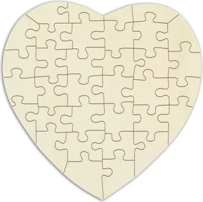 Produktbild von Personalisierbares Holzpuzzle in Herzform, zum bemalen und verzieren – 34 Teile, ca. 29 x 29 cm – leeres Puzzle aus Schichtholz, inkl. Puzzlevorlage