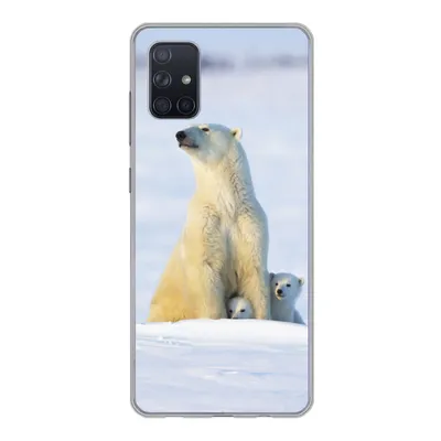 Produktbild von MuchoWow® Handyhülle Schutzhülle Hülle für Samsung Galaxy A71 Eisbär - Schnee - Jungtiere Silikon Softcase Handy Hülle - Kartenbesitzer