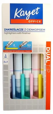 Produktbild von Kayet Textmarker + Fineliner 2-in-1, 5 Farben