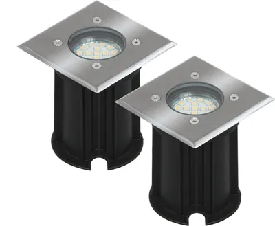 Produktbild von 2er-Set LED-Bodeneinbaustrahler Outdoor, eckig, befahrbar, IP65