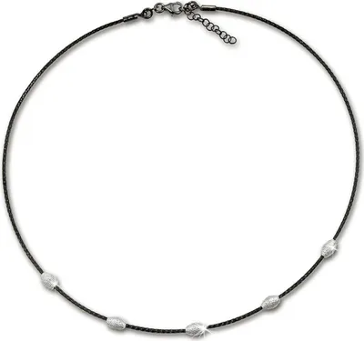 Produktbild von SilberDream Collier Echt 925 Silber 44cm Fantasiekette silber schwarz D2SDK28242S