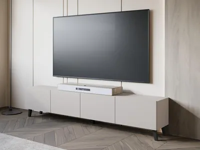 Immagine prodotto di MIRJAN24 Mobile TV basso Phuket 190, mobile TV, mobile da salotto con quattro ante a ribalta (colore: beige cashmere)
