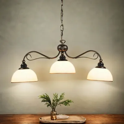 Produktbild von Hängeleuchte Metall Glas elegant Braun antik 3-flammig Jugendstil E27 Hängelampe Esszimmer Wohnzimmer