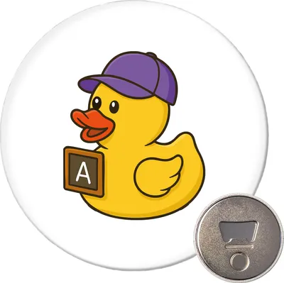 Produktbild von Huuraa Magnet Quietscheente Erziehung Comic Gummiente 59mm Kühlschrankmagnet rund Flaschenöffner Geschenkidee