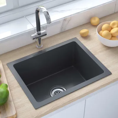 Produktbild von Eleganter Handgemachte Einbauspüle Schwarz Edelstahl GermanyMöbel 95678 - Spülen