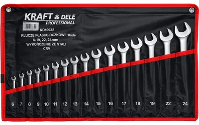 Obrázek produktu pro Klíče očkoploché Kraft&Dele KD10932, 16 ks, 6–24 mm