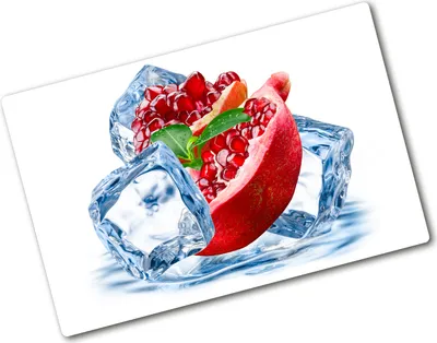 Produktbild von Tulup Glas Herdabdeckplatte - 80x52 cm - Glaskeramikkochfeld-Abdeckung Spritzschutz Glasabdeckplatte - Einteilig - Essen & Getränke - Granatapfel mit Eis - Rot