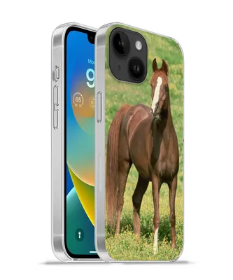 Produktbild von MuchoWow® Handyhülle Schutzhülle Hülle für Apple iPhone 14 - Softcase Pferde - Gras - Braun Silikon Softcase Handy Hülle - Mobiltelefonhülle