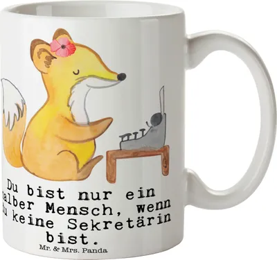 Produktbild von Mr. & Mrs. Panda Trinkbecher Sekretärin Herz - Weiß - Geschenk, Kaffeebecher, Teetasse, haferl, Kaffeetasse, Becher, Tasse
