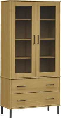Produktbild von vidaXL Bücherschrank OSLO Metallbeine Braun 85x35x172,5 cm Massivholz